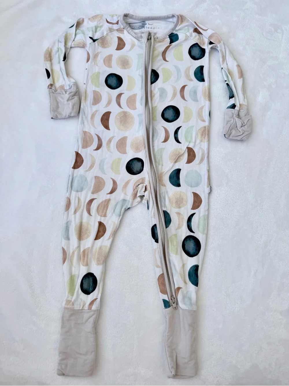 Little Sleepies Luna Neutral Zippie (size 6-12M)